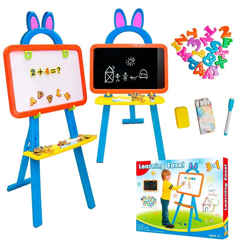 Lousa 3 Em 1 Quadro Negro Lousa Infantil Com Caneta Giz E Peças